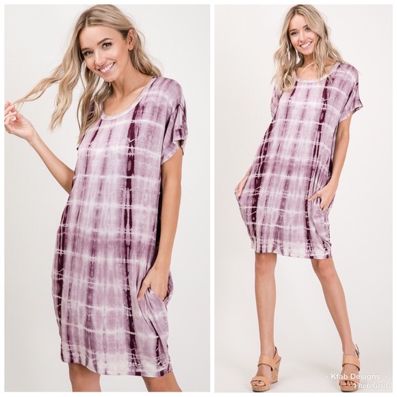 ❤️LAST 1! Softest Plum Tie Dye Pocket Dress! - Picture 5 of 5